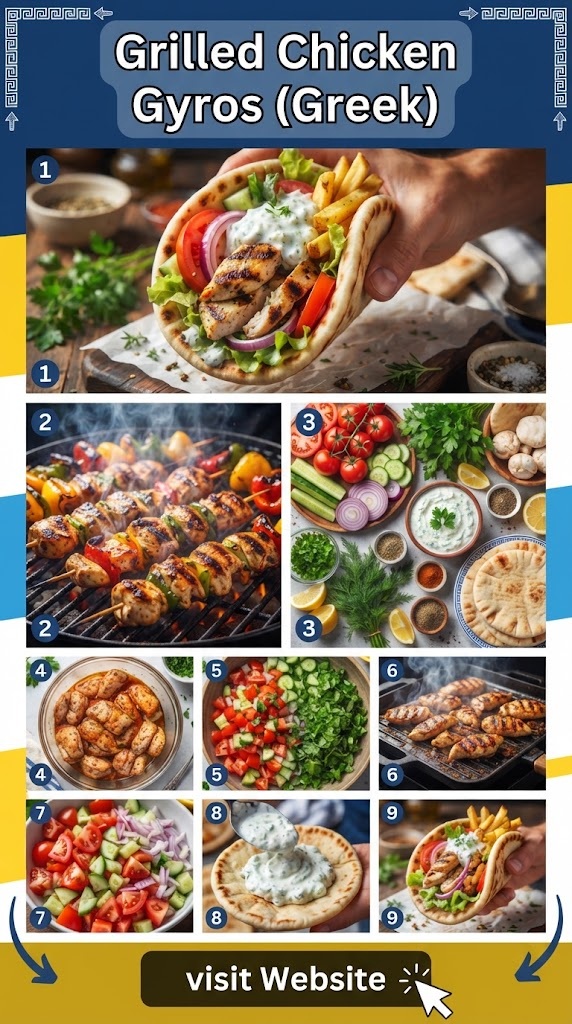 Grilled Chicken Gyros (Greek)